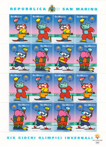 2002  Olimpiadi Invernali Salt Lake city fumetti di Altan Minifoglio San Marino